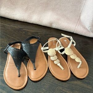 Stylish Black and Cream Sandals for Women (set of 2)
